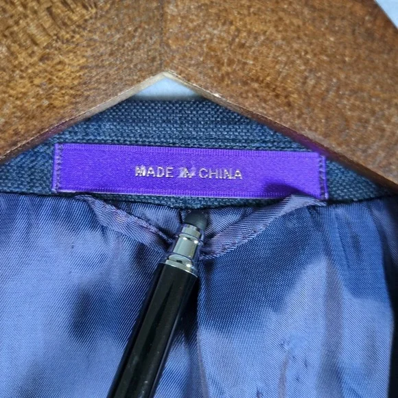 Tallia Mens 46R Wool Blazer Blue Windowpane Plaid Sport Coat Single Breasted - Picture 6 of 8